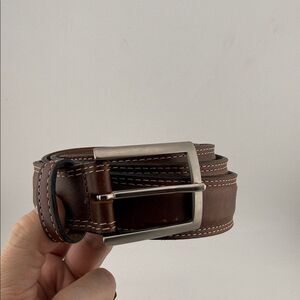 Bench Craft Canada Brown Leather Belt with Silver Buckle sz48